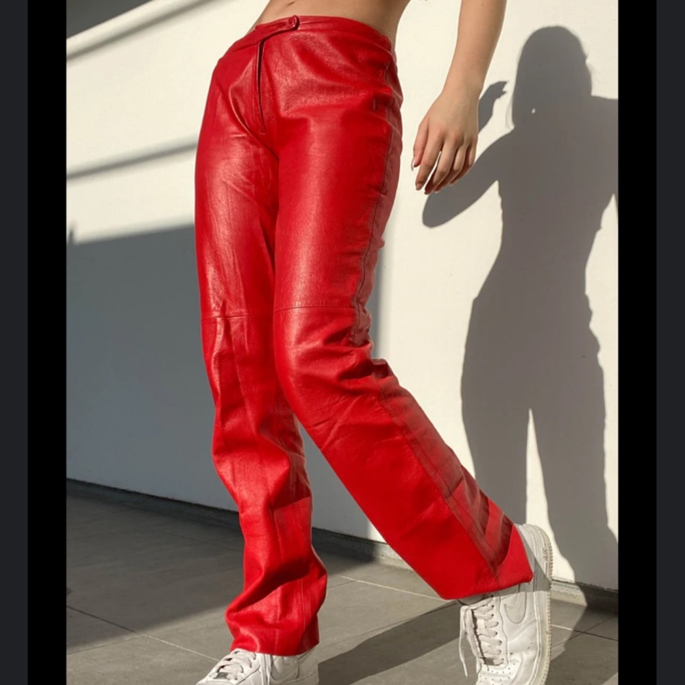 BCBGMaxAzria Red Leather Pants